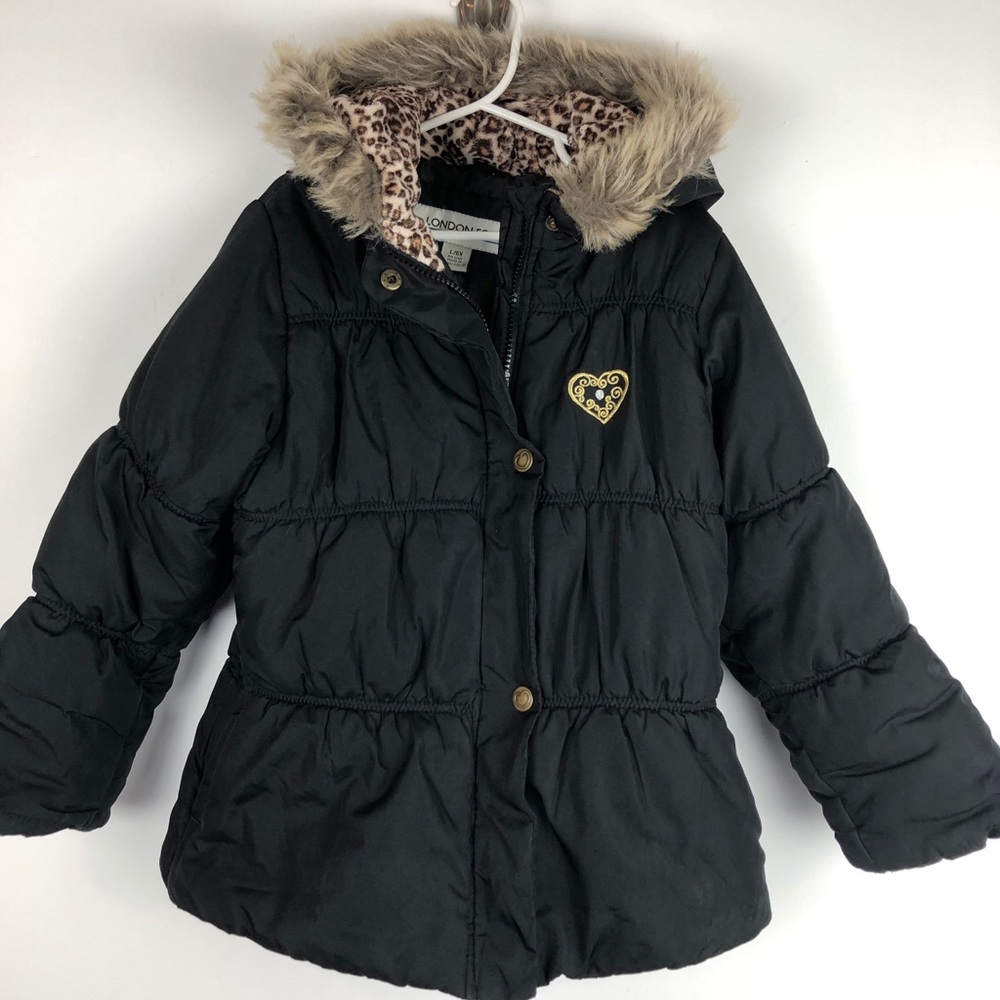 London Fog Girls Jacket Winter Coat Faux Fur Hood